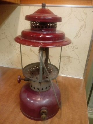 Vintage AGM 2572 Coleman Sears Type Lantern Burgandy Top and Fount 3