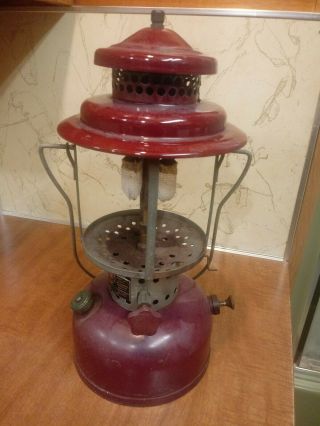 Vintage AGM 2572 Coleman Sears Type Lantern Burgandy Top and Fount 4