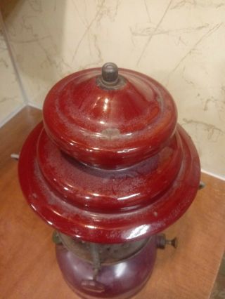 Vintage AGM 2572 Coleman Sears Type Lantern Burgandy Top and Fount 5