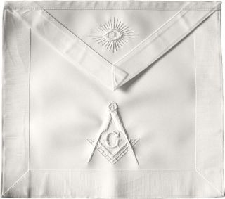 Masonic Master Mason Apron All White Hand Embroidered (ma - 413 - V)