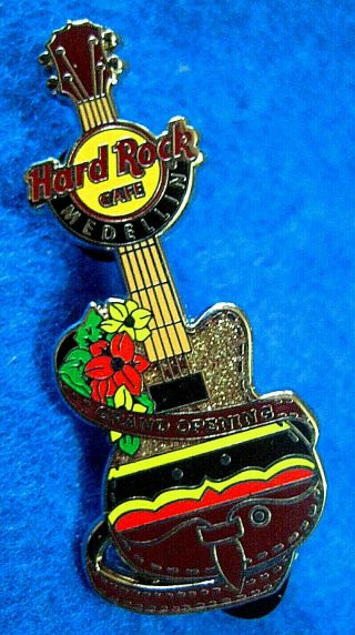 Rare Medellin Colombia Grand Opening Flowers Guitar Hard Rock Cafe Pin Le