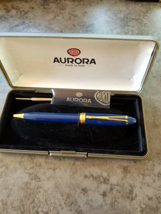 Aurora Ipsilon Ballpoint Pen,  Blue W/gold Plated Accents,