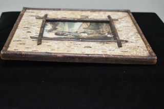 Antique Birch Bark & Twig Frame with Native American Print 4