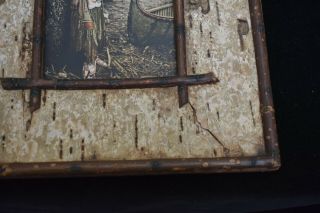 Antique Birch Bark & Twig Frame with Native American Print 6
