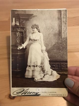 Antique Photo Stage Actress Kate Claxton Posing Fancy Dress
