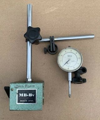 Teclock 1.  0 - 0.  001 " Dial Indicator W/ Magnetic Base Mb - Bv Japan Machinist Tool