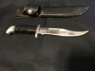 Vintage Buck 119 Fixed Blade Hunting Knife W/ Leather Sheath 1973 - 80