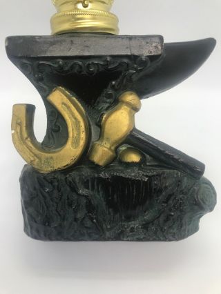 Vintage Artmark Ceramic Anvil Blacksmith Horse Miniature Oil Lamp w/Shade Japan 2