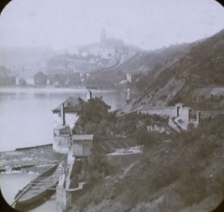 Prague From Moldau River & Hradčany,  Circa 1900,  Magic Lantern Glass Photo Slide