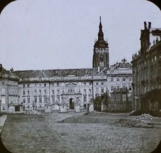 Hradčany Castle,  Prague,  Circa 1900,  Magic Lantern Glass Photo Slide