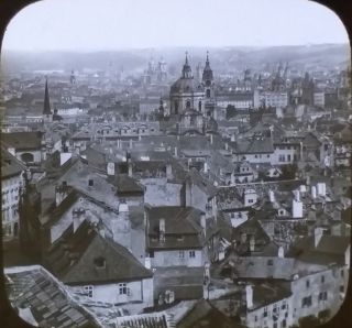 Panorama Of Prague,  Circa 1900,  Magic Lantern Glass Photo Slide