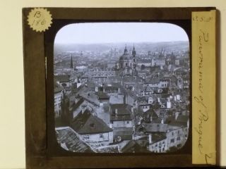 Panorama of Prague,  circa 1900,  Magic Lantern Glass Photo Slide 3