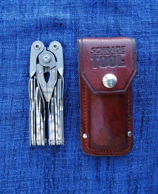 Schrade Tough Multi - Tool,  With Leather Sheath,  Made In Usa