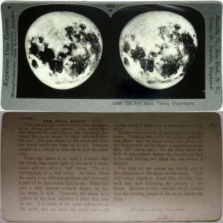 Keystone Stereoview Of The Full Moon,  Yerkes Observatory From 600/1200 Card Set