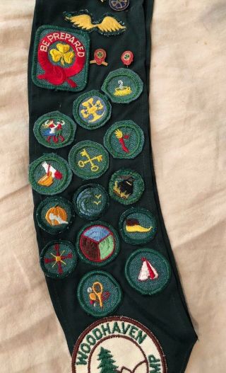 Vintage 1950 ' s Girl Scouts Sash w Badges,  Pins Patches Troop 159 San Carlos,  CA 7