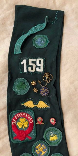 Vintage 1950 ' s Girl Scouts Sash w Badges,  Pins Patches Troop 159 San Carlos,  CA 8