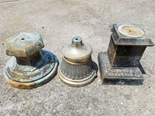 (3) Victorian/vintage/antique Metal Lamp Bases.  Various sizes.  1 Winner. 2
