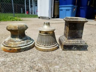 (3) Victorian/vintage/antique Metal Lamp Bases.  Various sizes.  1 Winner. 3