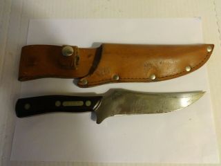 Vintage Schrade Old Timer Usa 150t Hunting Knife With Leather Sheath