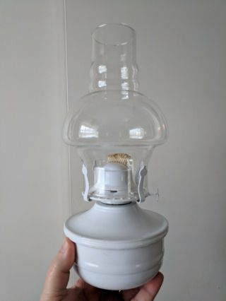 Vintage Kerosene Oil Lamp Metal Lamplight Farms White Granny Junk