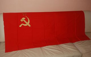 1 X Soviet Big Flag.  Red Cotton (chintz).  Made In Ussr.  80x160 Cm