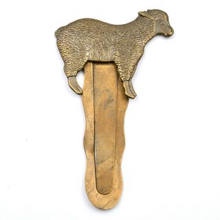 Sheep Paper Clip Bookmark Brass Figural Vintage