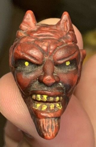 Vintage Hard Plastic / Rubber Devil Head Satan Lucifer Pencil Topper