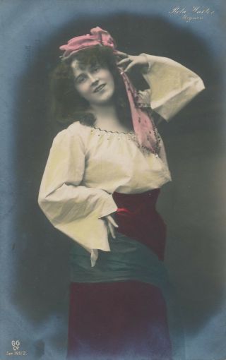 Young Woman With Head Scarf Hand Colored Real Photo Postcard Rppc