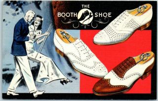 Linen Advertising Postcard Booth Shoes / Dancing Couple Curteich Linen 1937