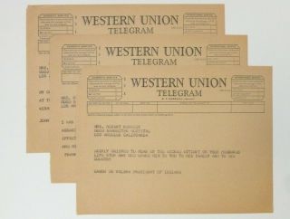 3 Telegrams 1968 Robert Kennedy Assassination Western Union Fr Statesman Ireland