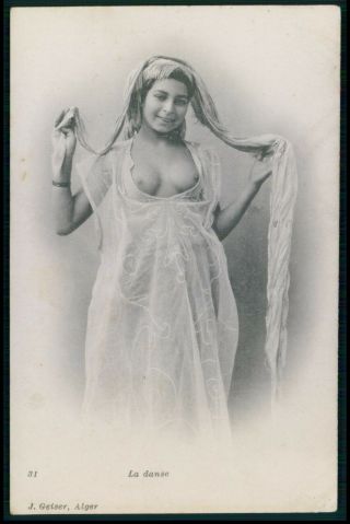 North Africa Arab Nude Ethnic Risque Woman Old 1900s Postcard Gg08