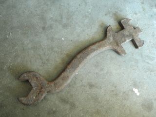 Antique Cast Iron Heavy " S " Wrench Buggy Wagon Farm Implement 12 - 3/8 " 5 Opening
