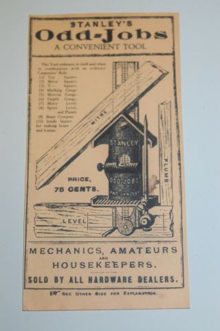 Vintage Stanley Rule & Level Co.  Odd Jobs Advertisement Brochure