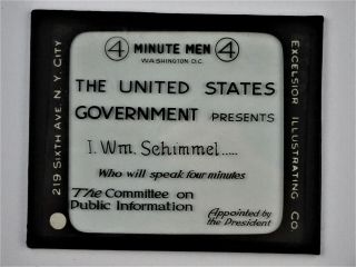 Vintage / Antique 4 Minute Men Speech Glass Movie / Latern Slide Ww 1 1917 - 1918