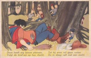 I1485 Illustrated,  Fairy Tale Tom Thumb Signed W.  Schermerlee Vintage Postcard