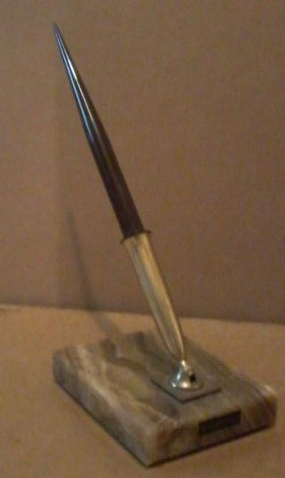 Vintage Sheaffer Dark Brown Fountain Pen 14k Gold Nib Brown Marble Base