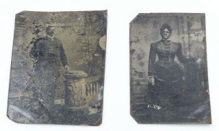 Two Antique Tin Type Portrait Photos Of African American Man & Woman Nr 6251 - 4