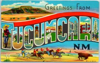 Tucumcari Mexico Large Letter Postcard Curteich Chrome 1964 Cancel