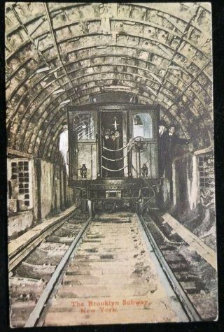 1910 York Ny Brooklyn Subway Underground View Vintage Postcard