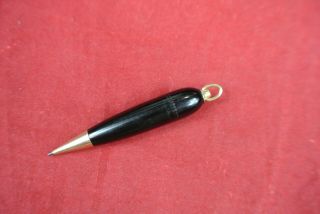 Vintage Sheaffer Mini Black Bullet Mechanical Pencil 2.  5 " Gold Tip W/ Ring Loop