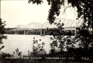 Missouri River Bridge Chamberlain South Dakota Sd Rppc Real Photo Postcard