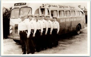 Vintage Musicians / Band Rppc Real Photo Postcard Texas Rhythm Boys / Tour Bus