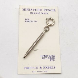 Antique Solid Silver Miniature Sterling Propelling Pencil For Key Ring Pendant