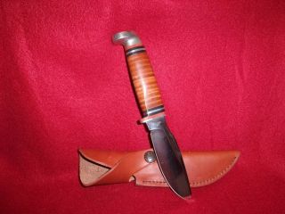 Case Xx Hunting Knife,  Stacked Leather Handle,  Leather Sheath