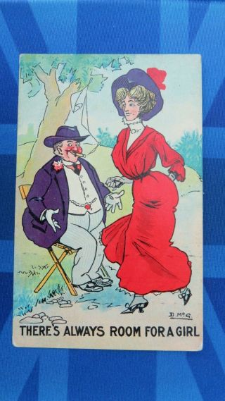 Early Vintage Donald Mcgill Comic Postcard 1900s Edwardian Fashion Knee Theme