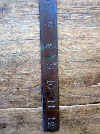 Antique copper 12 inch rule.  Rare unique item mid 1800 ' s 3
