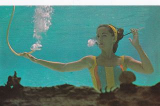 1964 Smoking Mermaid Advertising Postcard Alix Aqua Ballerina F.  Dwight Montagu