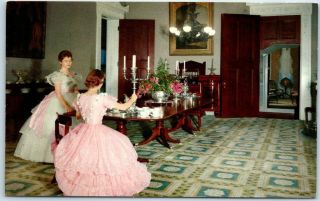 Natchez,  Mississippi Postcard Stanton Hall Mansion Dining Room Scene C1950s