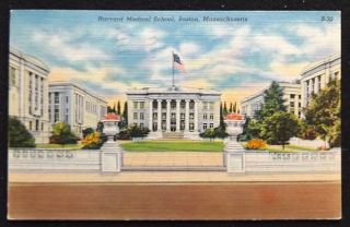 1944 Harvard Medical School,  Boston,  Massachusetts,  Vintage Linen Postcard
