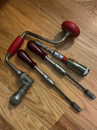Antique Hand Drill Auger Bit Brace,  Vintage Yankee Handyman No 233h Stanley Tool